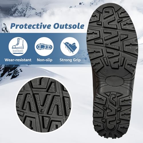 Kelway Genuine Leather Men's Snow Boots, Insulated Waterproof Winter Boots for Men, Mens Hiking Boots Outdoor Cold Weather4