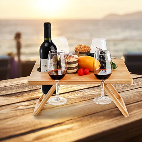 Youeon Portable Wine Picnic Table With 5 Wine Glasses Holder thumb #7