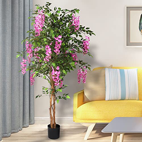 The Bloom Times 6Ft Fake Wisteria Tree Artificial Plants For Home Decor Indoor 6 Feet Tall 72 Inch #TOP5