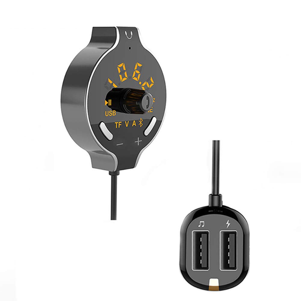 Bluetooth FM Transmitter for Car, Bluetooth 4.2 Handsfree Car Kit MP3 Player AUX Audio Music Receiver Adapter Battery Voltage Display Dual USB