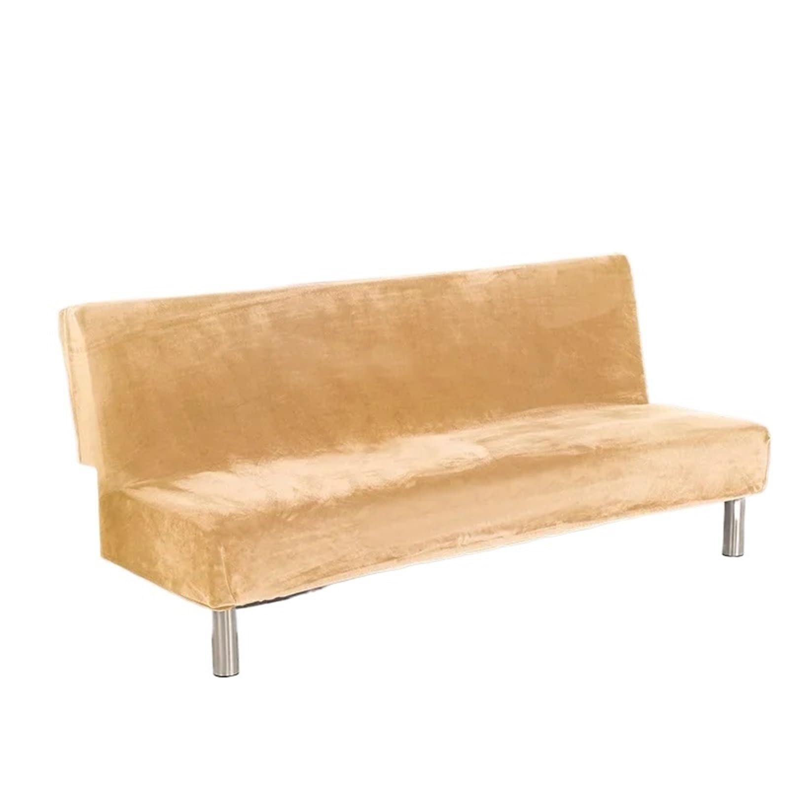 GCYEIDMA Armless Sofa Slipcover Plush Armless Sofa Bed Cover Folding Seat Slipcover Elastic Couch Protector Washable Removable Slipcovers(Beige,L 185-210cm)