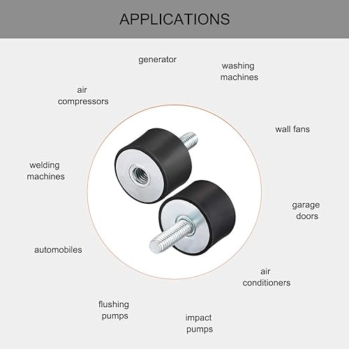 Miniatura 5 de uxcell M8 Rosca Macho Hembra Soportes De Goma,Aisladores De Vibración,Amortiguador 1.181 in x 0.787 in Negro