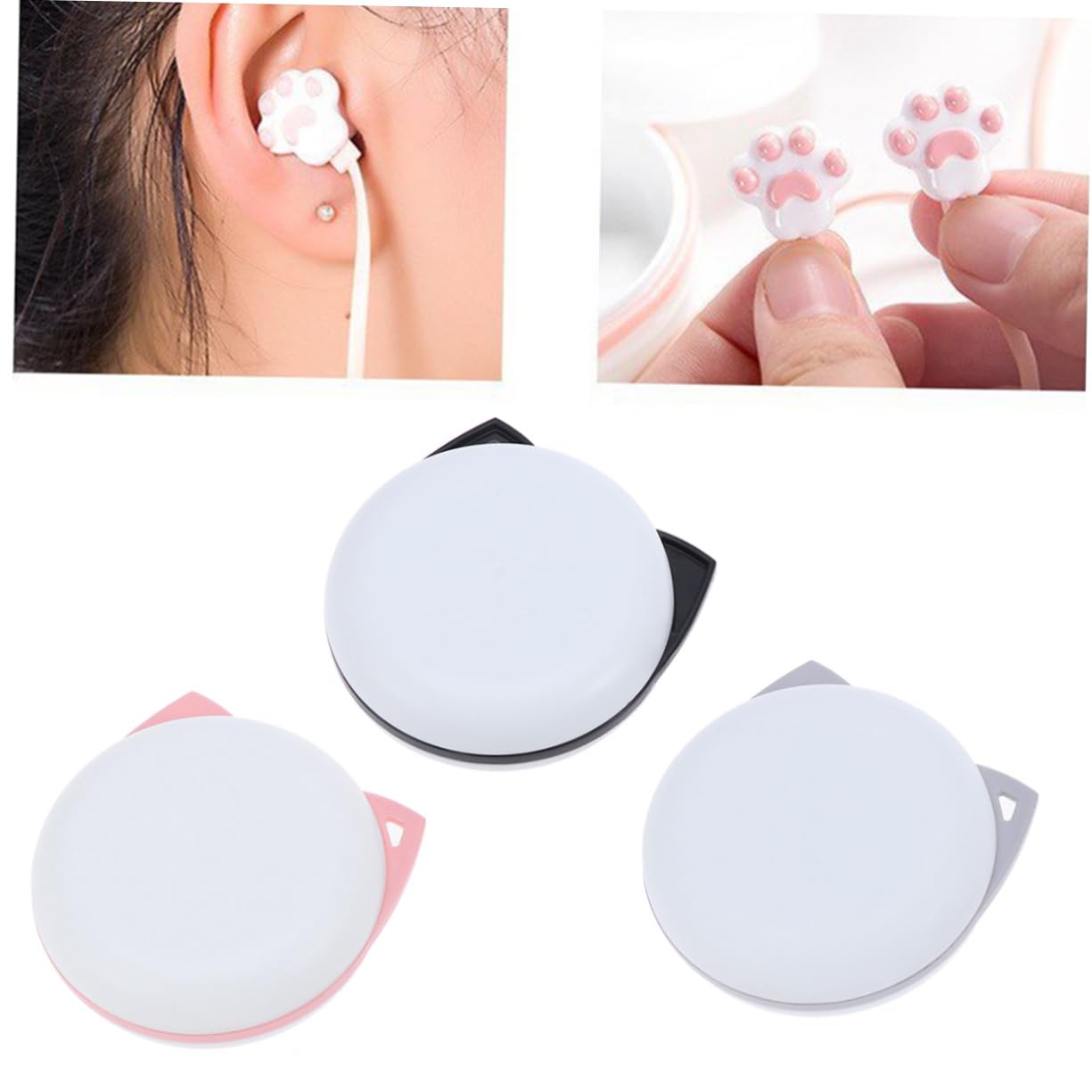 jojofuny Auricolari a Forma Di Zampa Di Gatto, Cuffie Da Cartone Animato Con Scatola Di Conservazione Regalo, Auricolare Dei Cartoni Animati Per Studenti