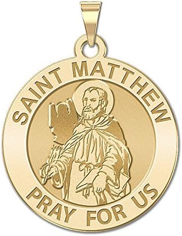 PicturesOnGold.com Saint Matthew Religious Medal - 3/4 Inch Size of a Nickel in Sterling Silver - Image 2