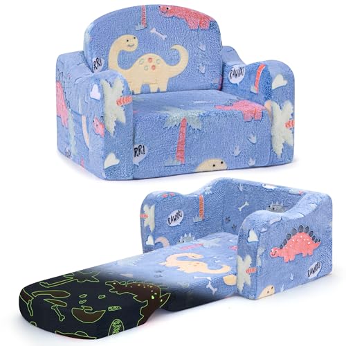 aodisman Thick Comfy Toddler Chair and Couch for Kids,2-in-1 Soft Plush Fold Out Sofa for Children,Convertible Couch to Lounger for Toddler