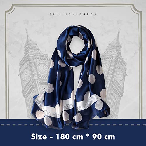 Image of Trillion London Spring Collection | Designer Silk Scarf For Women UK | Lightweight Neck Scarves | Shawl Wraps | Suitable for Daily Life | Smooth & Soft Finish | Gift for Women | Size-180cm x 90cm