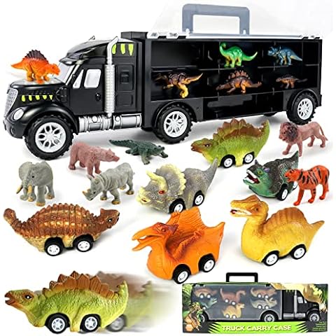 Dinosaur Toy Truck 12 Pieces Dinosaur Toys 6 Dinosaur Cars Educational Toy Create a Realistic World Animals Birthday Gifts for 3 4 5 6 7 8 Years Boys Girls Cover
