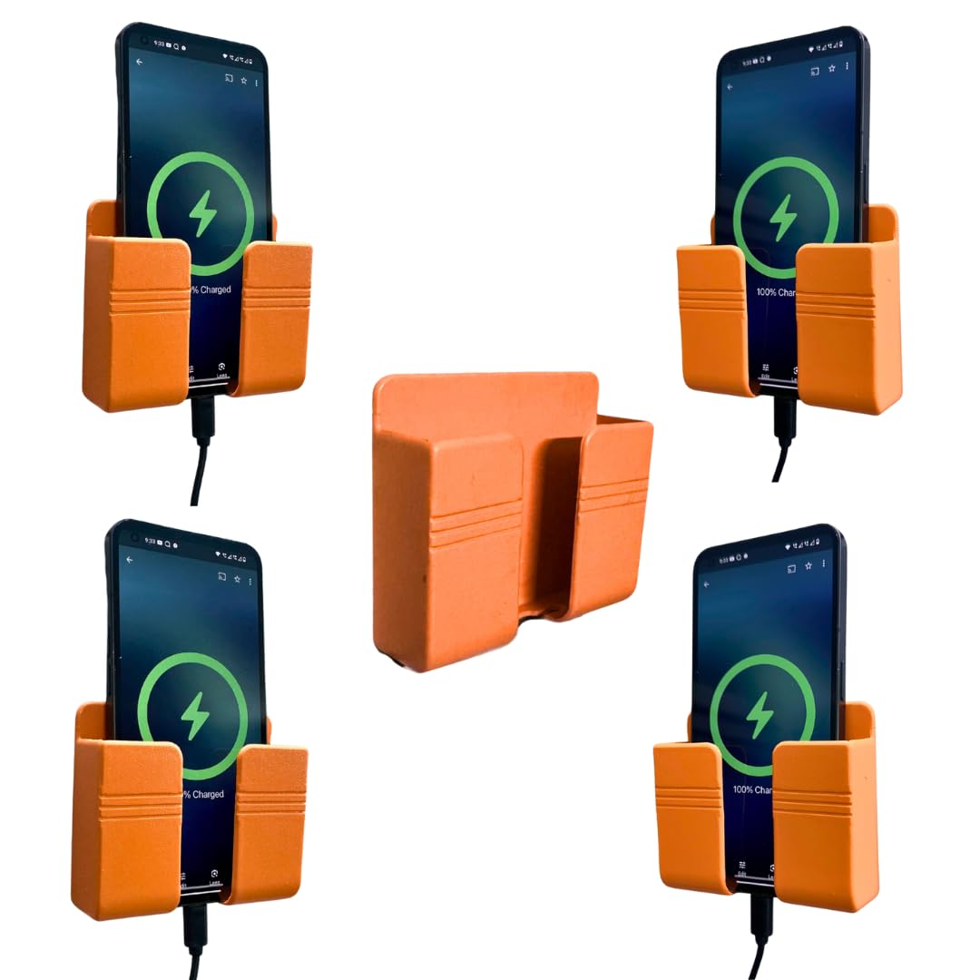 theKiteco. Wall Mounted Mobile Holder Storage Case for Remote Wall Mounted Mobile Stand/Multi Purpose Stand with Hole for Phone Charging - Pack of 5 (Orange)-image-36