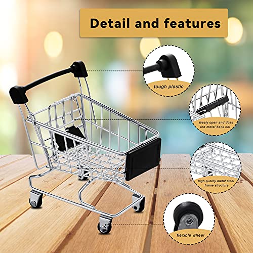 Hotop 3 Pieces Small Shopping Cart 3 Colors Mini Shopping Cart Supermarket Handcart Shopping Utility Cart Kids Metal Shopping Cart Mode Storage Toy Shopping Carts (1821) #TOP2