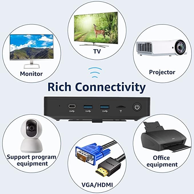 Image of wo-we Mini PC with Intel Celeron N4020 Processor, Intel UHD Graphics 600 Delivers 4K Crisp Visual expereience,4GB RAM, 128GB eMMC