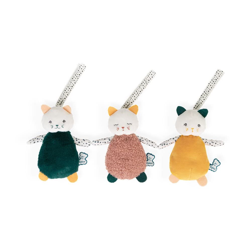 KALOO - Stimuli - I Miei Gattini da Accarezzare - Set di 3 Doudou Multisensoriali per Neonati - Giocattolo Sensoriale Abilità Motorie e Manipolazione - 14 cm - dalla Nascita, K971600