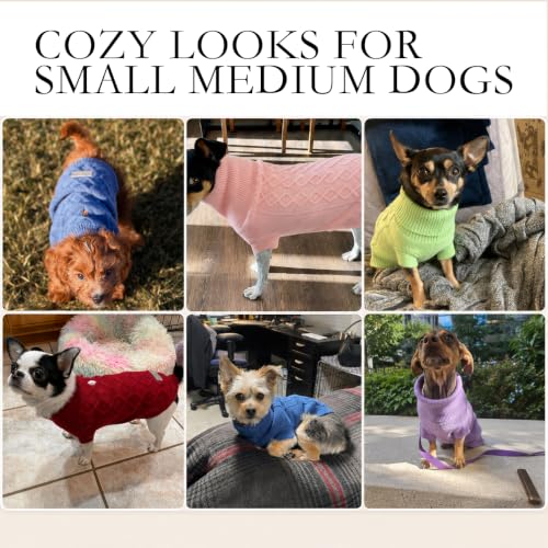 Image of Small Dog Sweaters, Soft Knit Cold Weather Turtleneck Dog Clothes, Lightweight Warm Puppy Sweater for Chihuahua, Dachshund, Shih Tzu, Yorkie (Dark Blue, M)