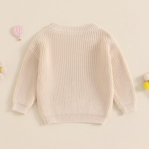 Eadrioss Girls Fall Sweaters Letter Embroidered Long Sleeve Round Neck Ribbed Knitted Pullover4