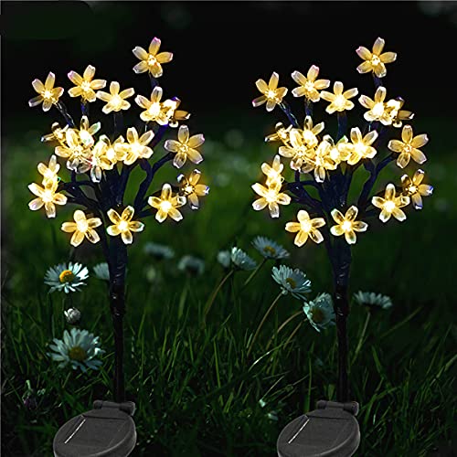 Solar-Gartenleuchten für den Außenbereich, 2 Stück, 20 LEDs, Solar-Wegeleuchte, Sunboia Solar-Kirschblüten-Lichter für Terrasse, Hof, Deck, Gehweg, Weihnachtsdekoration Cover