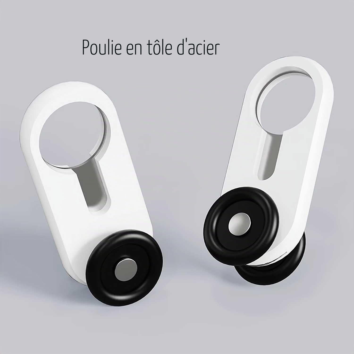 Tringle à rideaux à rail à double rangée en aluminium avec finition mate, très résistante, facile à installer au plafond, gris, 2,9 m