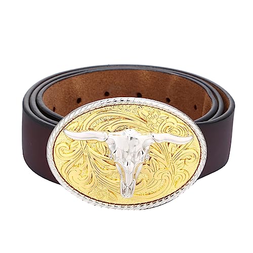 Image of Turquoise Belt Buckle for Men Western Texas Longhorn Bull Rodeo Belt Buckle American Cowboy Chic Gift