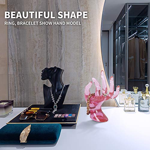 Di Qiu Ren Hand Form Ring Holder Jewelry Display Holder, Pink Room Decor Aesthetic Bracelet Ring Watch Stand Support Holder Preppy Jewelry Holder For Y2K Room Decor (Pink) #TOP4