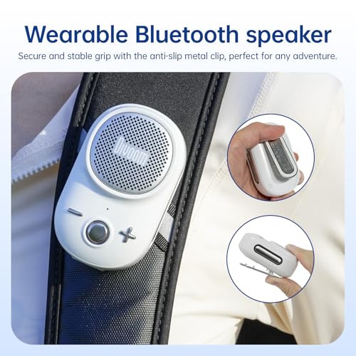 Image of Divoom Itour-S Wearable Bluetooth Speaker, IP67 Waterproof Dustproof, Portable Small Clip-On Bluetooth Speaker, 10H Playtime, for Kitchen, Work, Travel, Biking, Golf, Pool, Dad Gifts (White)