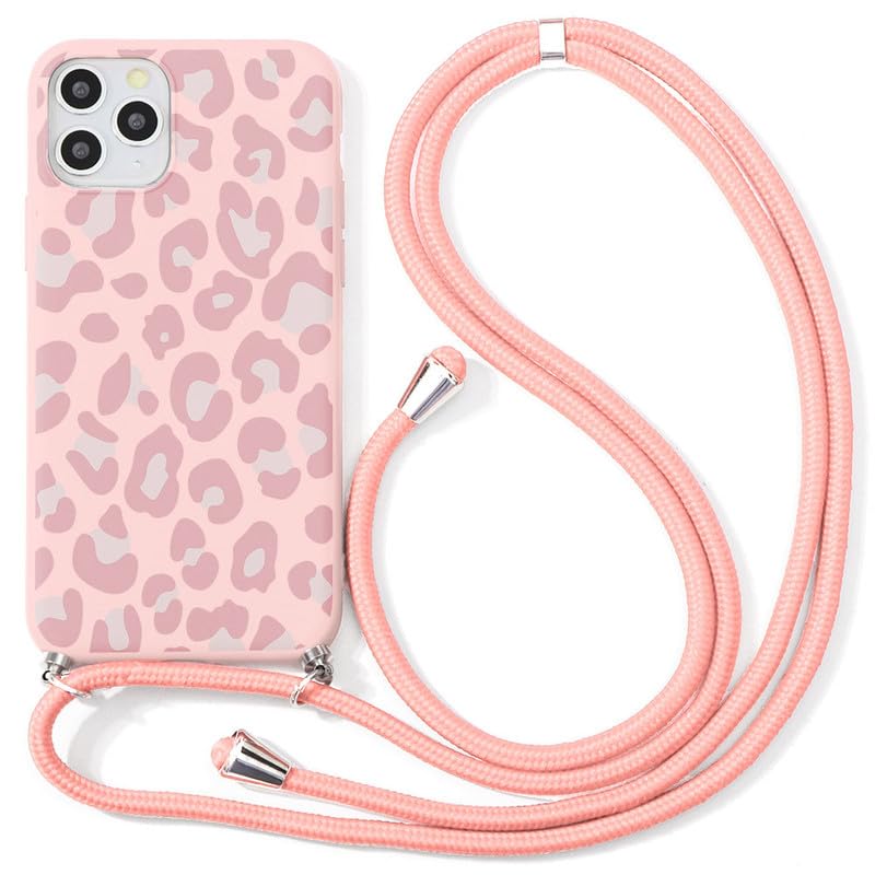 Aithne Cover Compatibile con iPhone 14 Pro, Slidable Protezione Fotocamera, 360°Anello Support Slot Schede Cordino Collana Necklace Silicone Case - Pink