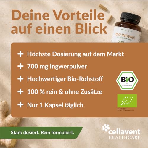 Bio Ingwer Kapseln Hochdosiert 700mg - 3 Monatsvorrat Vegan, PHYTHOLISTIC® – Ansicht 4