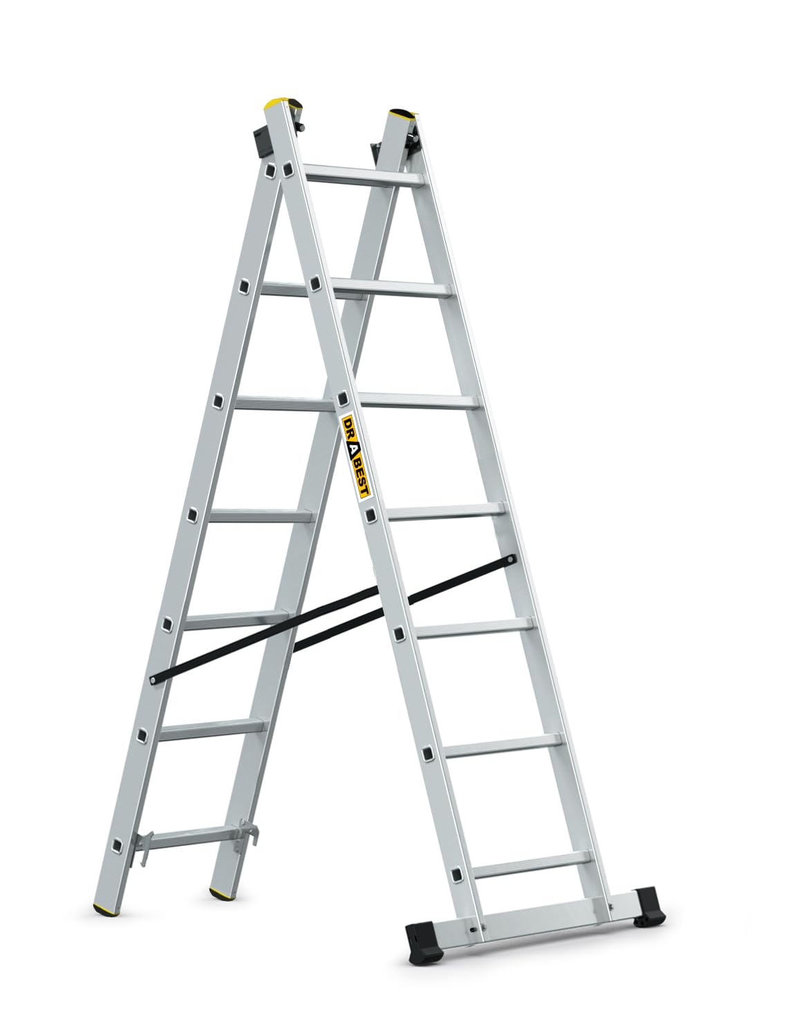 Escalera de aluminio DRABEST de 2 elementos con 2x7 peldaños duraderos 1