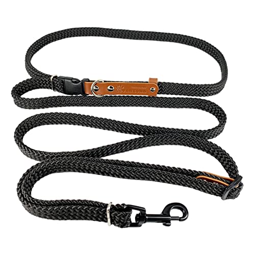 Laisse Main Libre Chien 2m. Réglable Libre Longueur. Ceinture Securite Voiture. Laisse Bondouliere Ceinture Chien. Jogging Canicross pour Petit Chiens. Fabriqué en Espagne. Noir Cover
