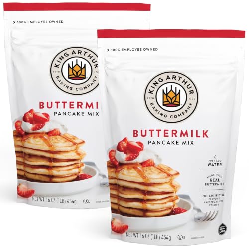 King Arthur Buttermilk Pancake Mix Just Add Water, Sourced Non-GMO, Certified Kosher, 16 Oz (Pack of 2)