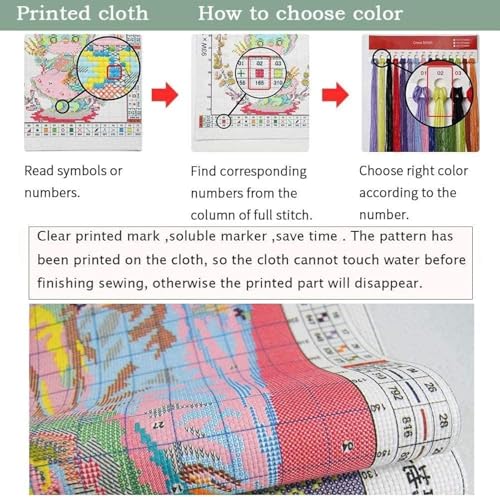 Image of Stamped Cross Stitch Kits, Full Range of Embroidery Starter Needle tip Kits, Cross Stitch Stamped Pattern, 11CT Pre-Printed Fabric DIY Handmade by Adults Gift, 16x20 inches - Colorful Octopus Pattern