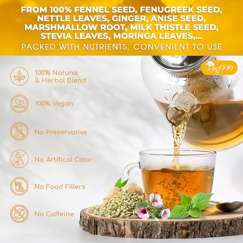 Image of TOG999 Premium 30 Tea Bags Lactation Support Tea, Breastfeeding Blend for Nursing Moms & Postpartum Wellness, with Fenugreek, Fennel, Nettle, Milk Thistle, Moringa, 100% Natural, Caffeine Free, NonGMO