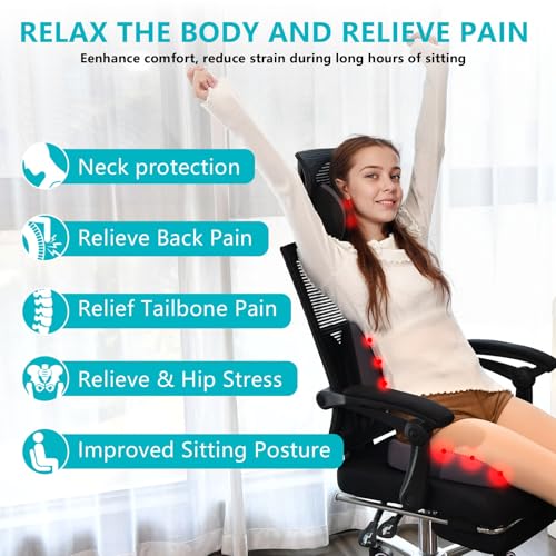Image of FLORICH Lumbar Support with Car headrest Back Pillow for Chair Headrest Pillow with Gel Memory Foam Massage Point Memory Foam Back Pillow for Office Chair(Grey)