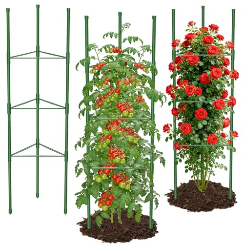 MYMULIKE 3 Pack Tomato Cage Extra Large Up to 40 x 130CM Tomato Plant Support Tomato Trellis for Raised Garden Bed Garden Trellis Climbing Vegetables Plants