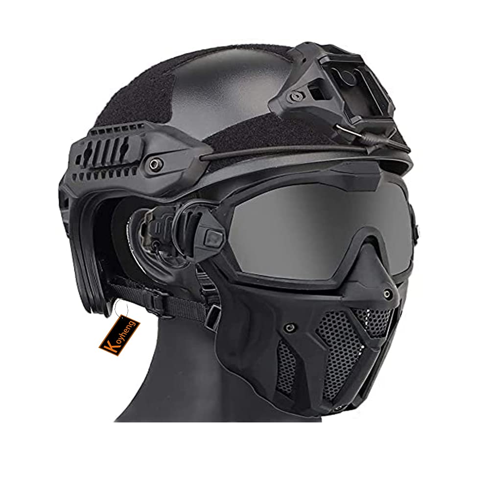 Tactical Fast Helmet with Detachable Anti-Fog Goggles and Breathable Mask, for Airsoft Paintball Hunting and Shooting CS