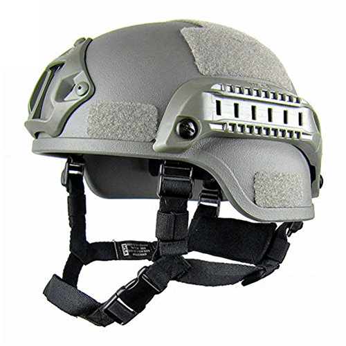 Takemore7 casque de protection, mich 2000 Combat casque de protection avec côté Rail & NVG Montage feuillage, pour extérieur Airsoft tactique militaire Paintball Chasse CS Jeu, gris, Taille unique Cover