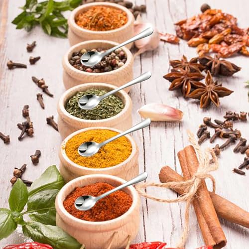 Asanta S1059 8 Pcs Tiny Stainless Steel Spoons For Spices Jars, Mini Size 2.87", Cute Small Stainless Steel Condiment Spoons For Spices, Salt, Sugar thumb #5