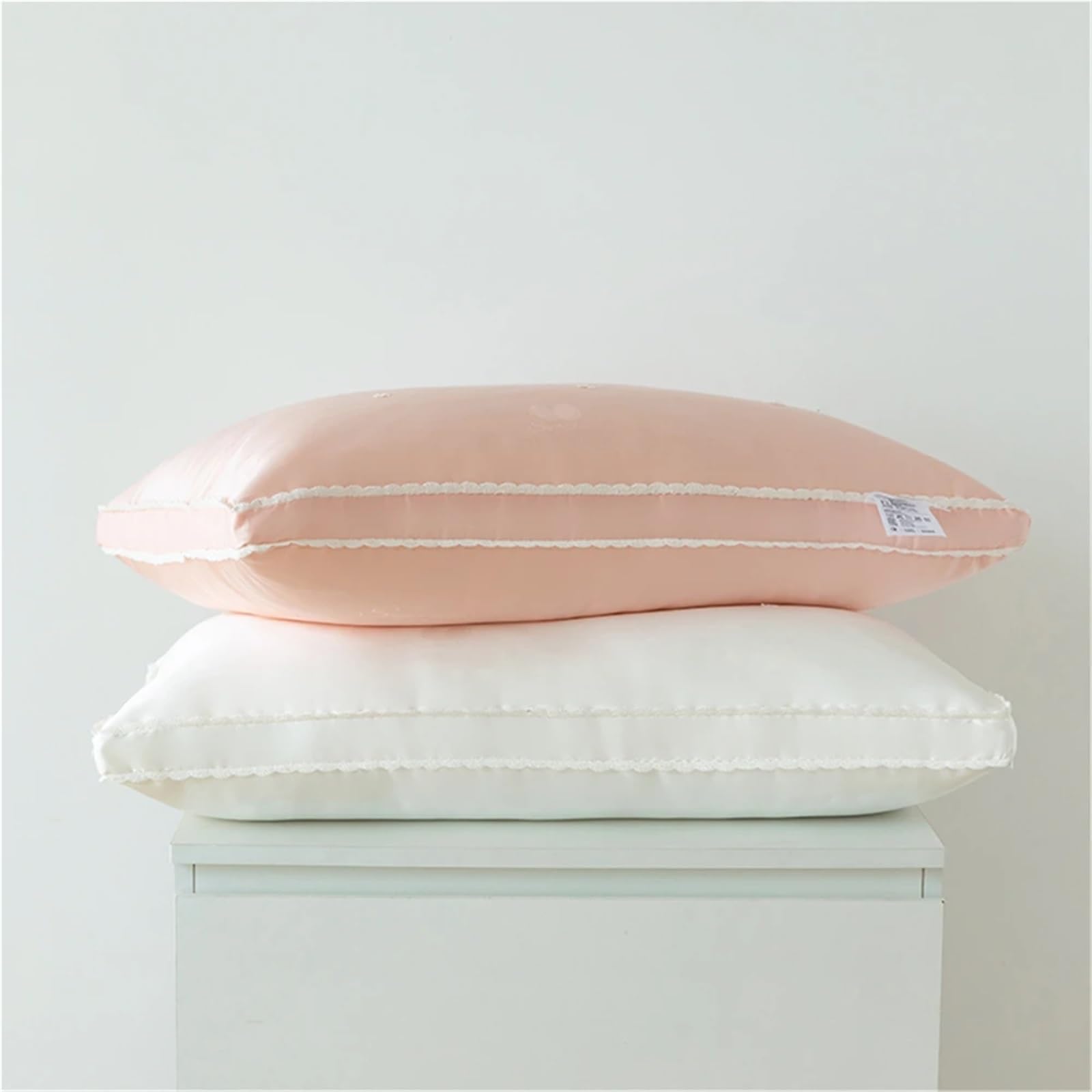 Almohada Refrescante Almohada de Seda King Queen Rectangular con Interior de Seda for Dormir, protección for el Cuello, Almohadas de Cama(Pink 1pcs)