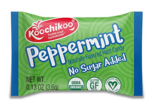 Koochikoo Flavored Hard Candy Drops, Peppermint Flavor, Organic, Vegan & Sugar Free Naturally Flavored Hard Candy, 16 Individually Wrapped Drops/Pouch (Pack Of 1) #TOP2