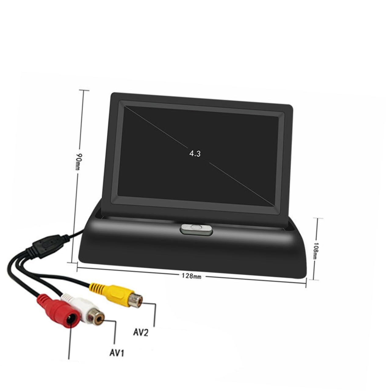 Moniteur de Voiture 4, 3 Pouces 480x272 ABS Noir DC 12-24 V | Moniteur de Voiture, Rapport 350: 1, Vue Arrière en Temps Réel, Installation Facile, pour Rv et Usage DIY