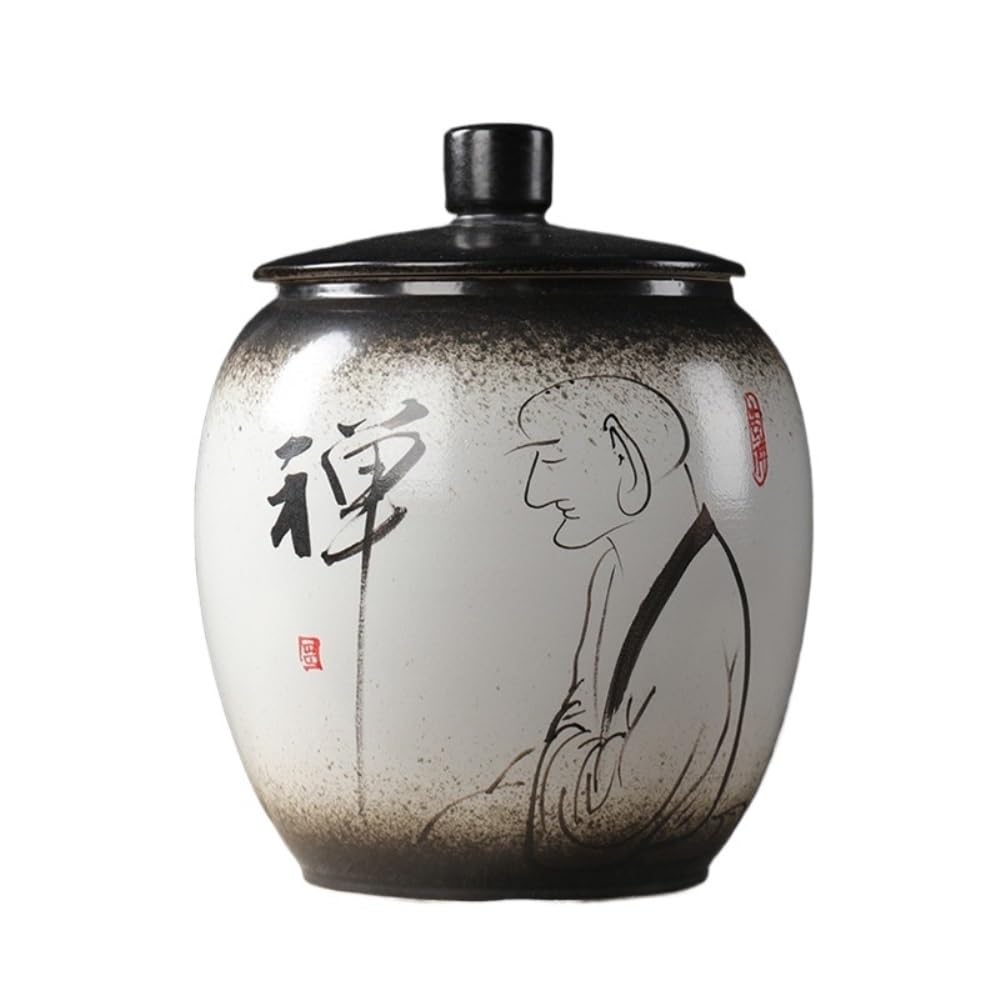 Contenitore per il tè in ceramica, creativo, dipinto a mano, contenitore per la conservazione del tè, barattolo sigillato in ceramica per uso domestico, set da tè cinese retrò, barattolo singolo per