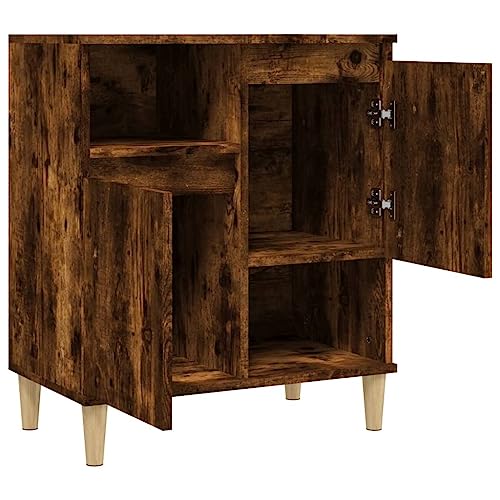 Armario auxiliar con patas de madera maciza de eucalipto y 4 compartimentos 6
