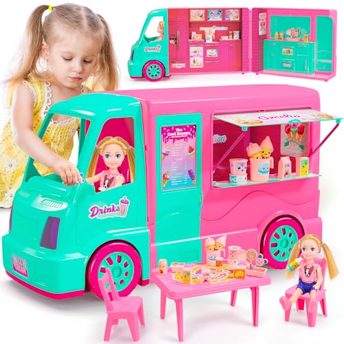 Listado y reviews de Caravana juguete - solo los mejores. 37 Muñecas Camper Playset para niñas, con 21 accesorios, vehículo expandible de juguete para caravana, casa de juegos y juegos de simulación, muebles, casa de juegos, juguetes...