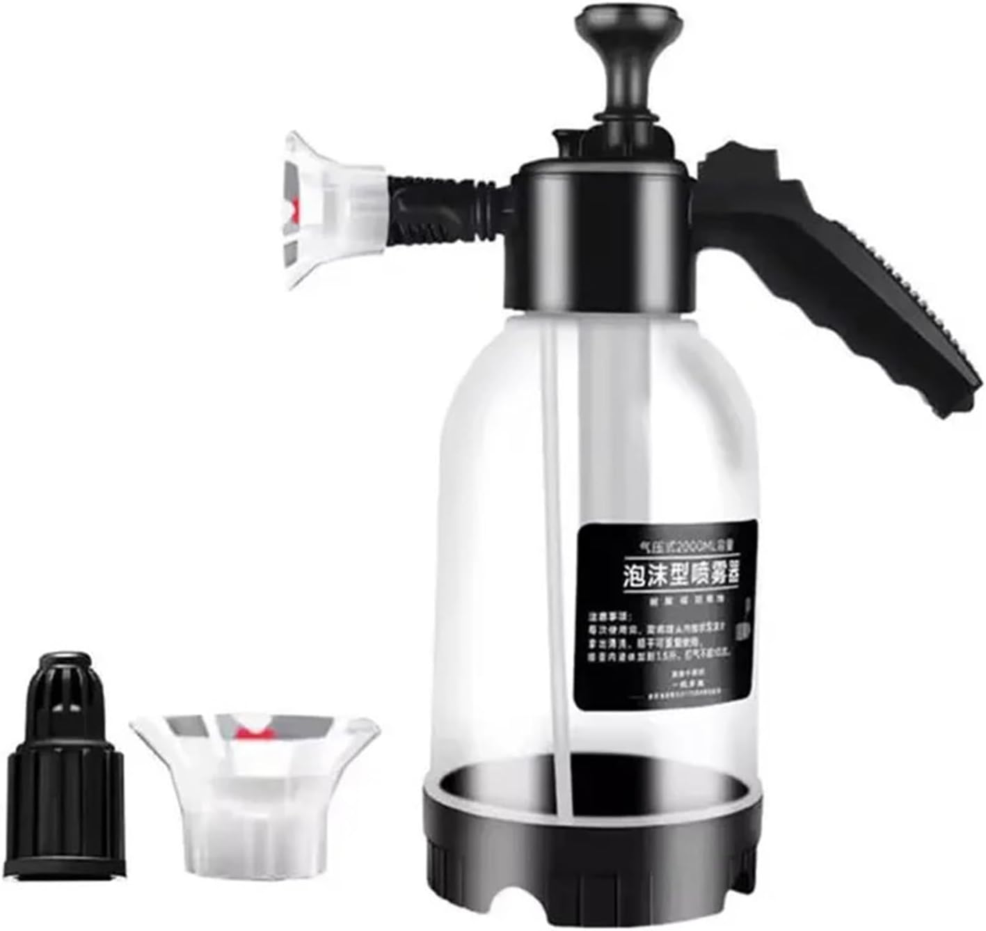 Compatible for 2L Car Washing Foam Spray Pot with Pressure Relief Valve Handheld Pressure Sprayer for Household Use(Black)