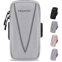 Running Armband Phone Holder, 2 Pockets Cell Phone Holder 7.5 Grey | Phone Armband for Walking Workout, Water Resistant & Lightweight, Adjustable Wrist Pouch for iPhone 15/16/17 Samsung Series