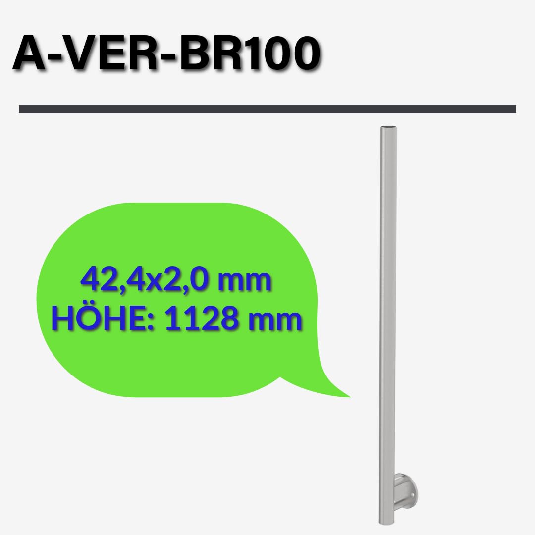 Sellon24® Edelstahl Geländerpfosten Absperrpfosten Ø 42,4 Pfosten Steher - Oben offen aussen Halterung Stange Rohr Edelstahlrohr Geländer Wandbefestigung seitlich Wange Geländer V2A