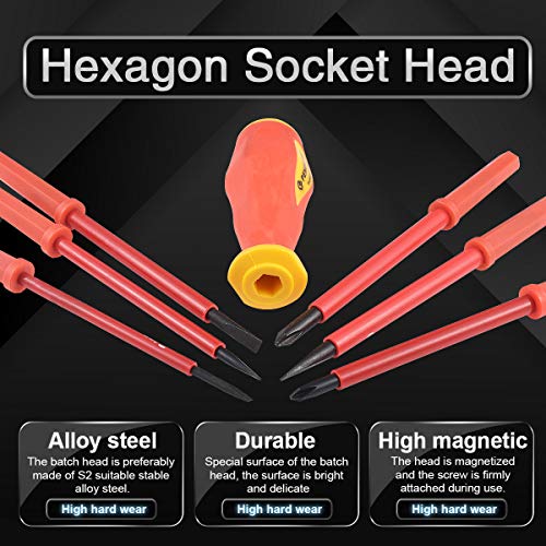 katur jeu de tournevis isolé, 7pcs jeu de pochette à lame interchangeable isolée, tournevis 1 mot et croix