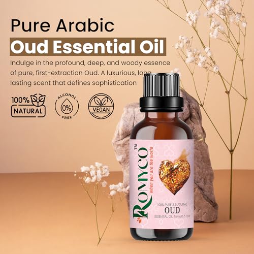 Image of Romyco White Oud Essential Oil 15ml (Arabic White) for Use in Diffuser | Long-Lasting Luxury Perfume, Cologne, Scent for Men & Women | Alcohol-Free | Pure Natural & Undiluted