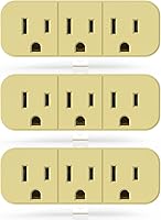 Vista 14 de ELEGRP Extensor de triple salida, pestaña de pared con conexión a tierra de 3 puntas, enchufe adaptador de enchufe múltiple con 3 tomas de corriente