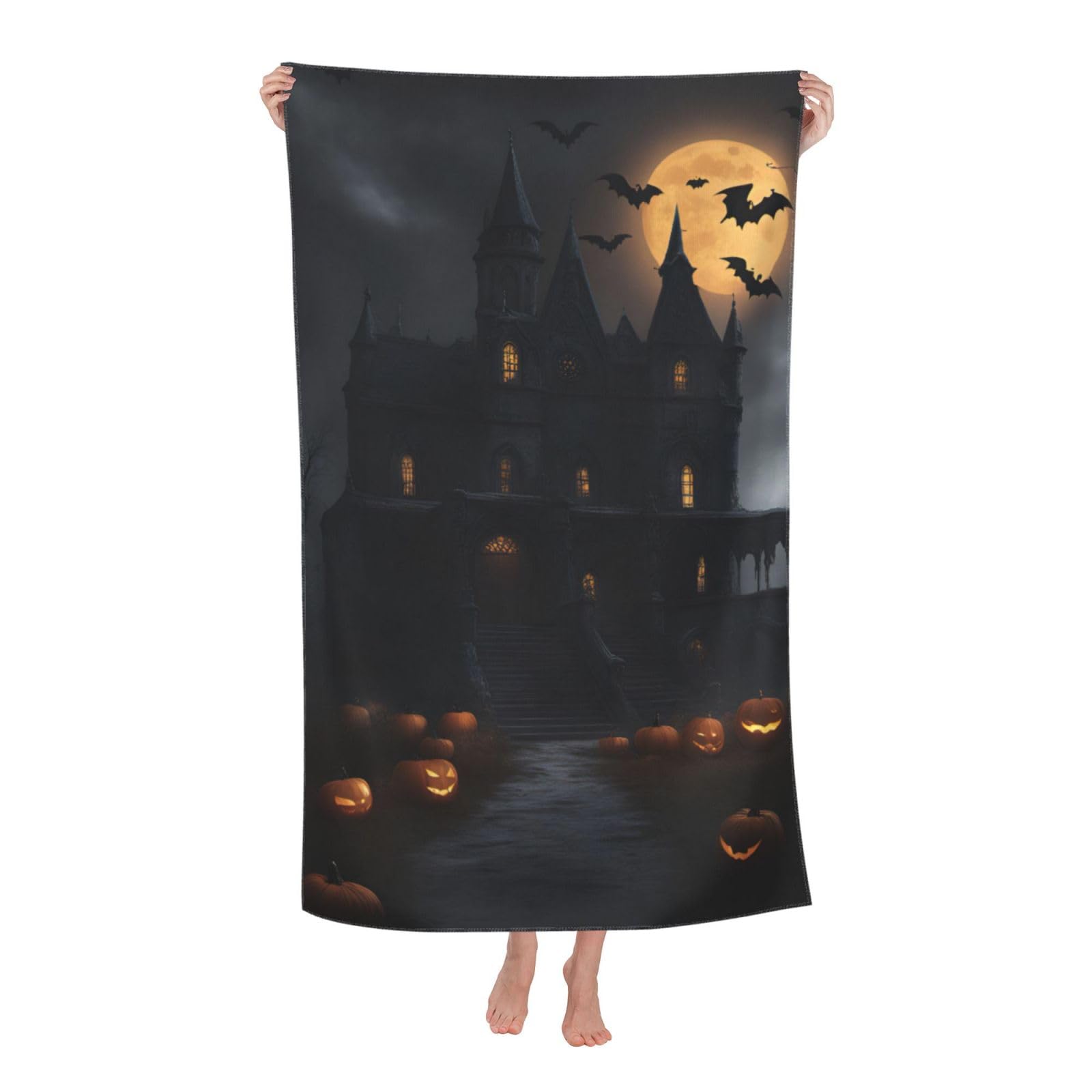 Anceky Oversized Halloween Goth Print Beach Towel Soft Quick Dry for Beach Pool Shower Travel Sports