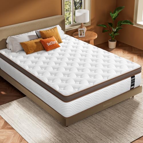 Image of BedStory Extra Firm Mattress Queen - 14 Inch Hybrid Mattress for Back Lumbar Pain Relief - Low Motion Transfer & Individually Pocketed Springs, CertiPUR-US, 365 Nights Trial