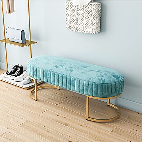 Banc moderne en velours doré bleu pour optimiser les petits espaces - 3