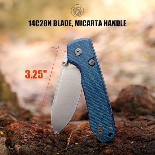 Image of Vosteed Raccoon2.0 EDC Folding Pocket knife with Clip, Top Liner Lock Knife with 3.25 inch Sandvik 14C28N Steel Blade, Micarta Handle for Camping, Hiking - A2905